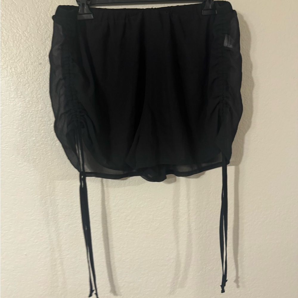 SHEIN Black Curve Mesh Mini Shorts